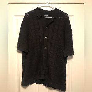 Abercrombie and Fitch crochet button down shirt. Size Mens XXL. Black.